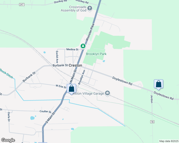 map of restaurants, bars, coffee shops, grocery stores, and more near 103 Linwood St in Creston