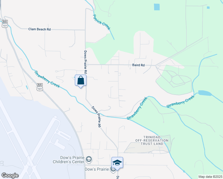 map of restaurants, bars, coffee shops, grocery stores, and more near 1749 Birnie Lane in McKinleyville