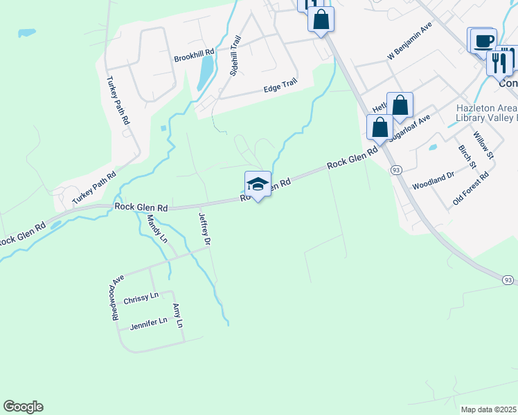 map of restaurants, bars, coffee shops, grocery stores, and more near 100 Rock Glen Road in Sugarloaf