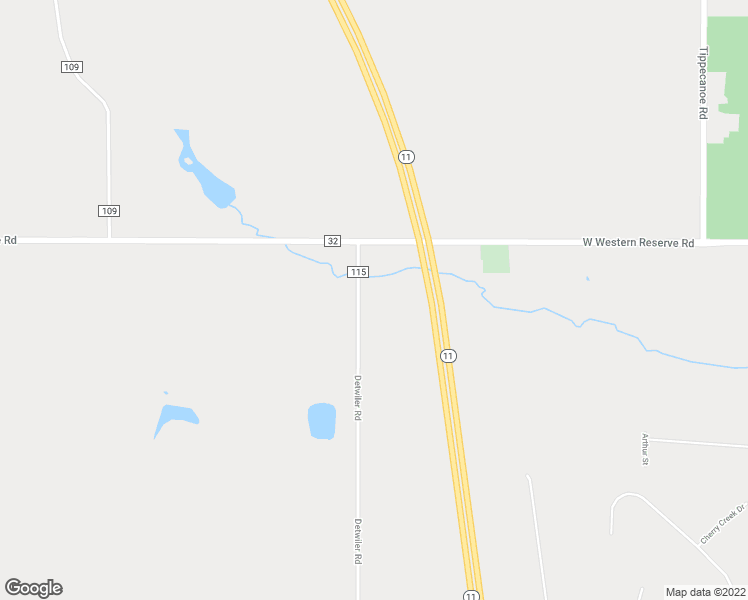 map of restaurants, bars, coffee shops, grocery stores, and more near 9175 Detwiler Road in Canfield