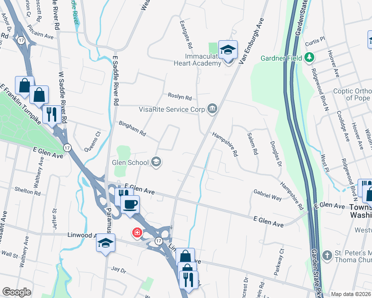 map of restaurants, bars, coffee shops, grocery stores, and more near 979 Allison Court in Ridgewood
