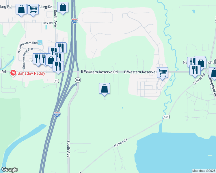 map of restaurants, bars, coffee shops, grocery stores, and more near 40 Phil Rose Avenue in Youngstown