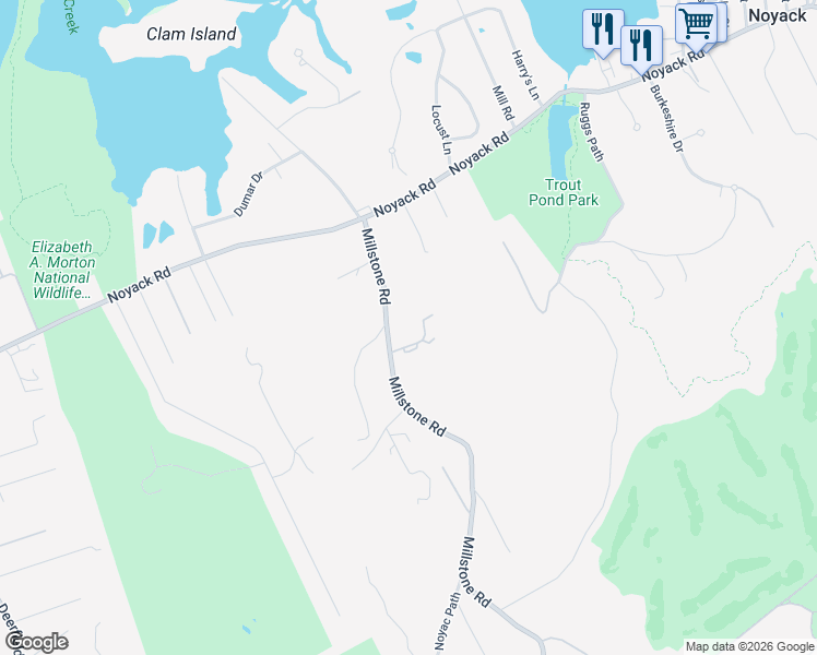 map of restaurants, bars, coffee shops, grocery stores, and more near 1636 Millstone Road in Sag Harbor