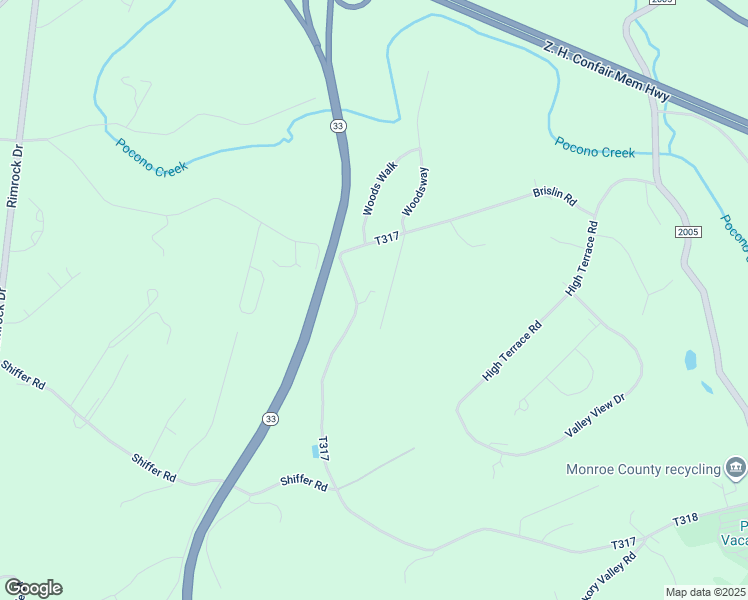 map of restaurants, bars, coffee shops, grocery stores, and more near 1408 Brislin Road in Stroudsburg