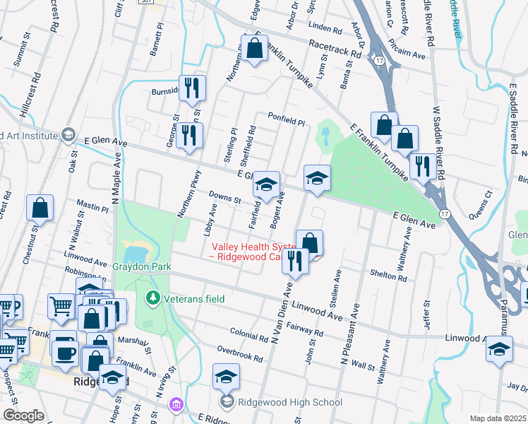 map of restaurants, bars, coffee shops, grocery stores, and more near 340 Bogert Avenue in Ridgewood