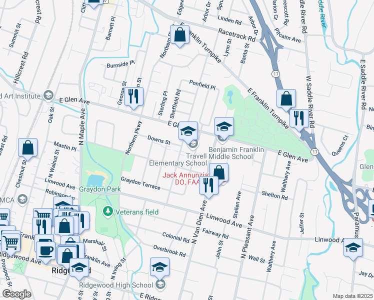 map of restaurants, bars, coffee shops, grocery stores, and more near 322 Bogert Avenue in Ridgewood