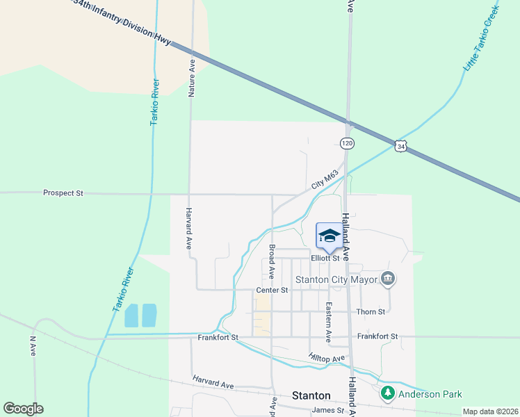 map of restaurants, bars, coffee shops, grocery stores, and more near 615 Broad Avenue in Stanton