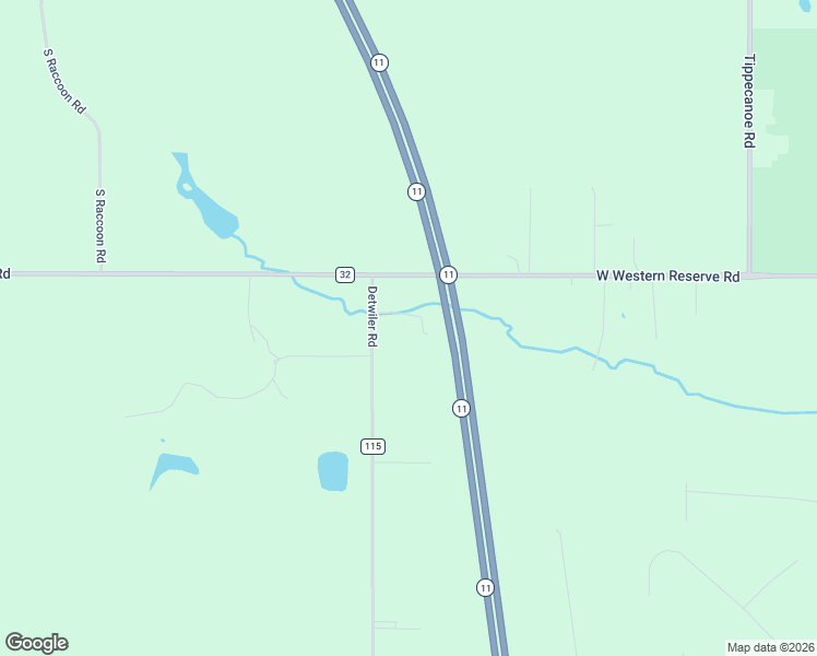 map of restaurants, bars, coffee shops, grocery stores, and more near 9175 Detwiler Road in Canfield