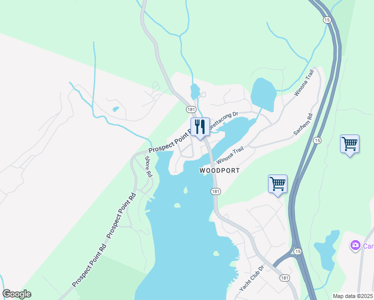 map of restaurants, bars, coffee shops, grocery stores, and more near 3 Tepee Road in Jefferson