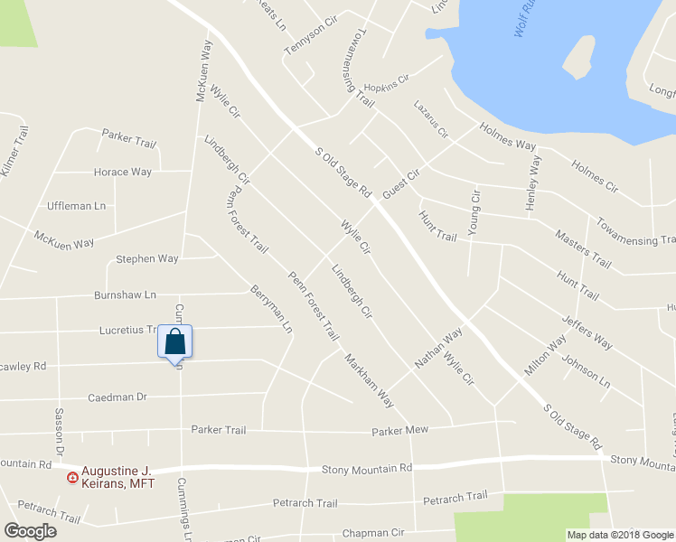 map of restaurants, bars, coffee shops, grocery stores, and more near Lindbergh Circle in Albrightsville