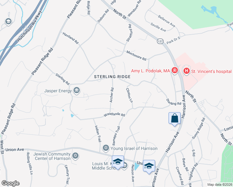 map of restaurants, bars, coffee shops, grocery stores, and more near 17 Archer Road in Harrison