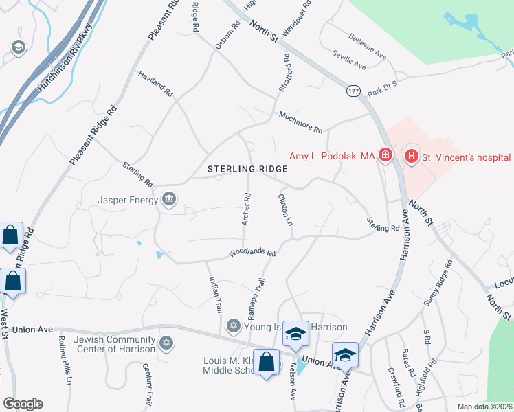 map of restaurants, bars, coffee shops, grocery stores, and more near 17 Archer Road in Harrison