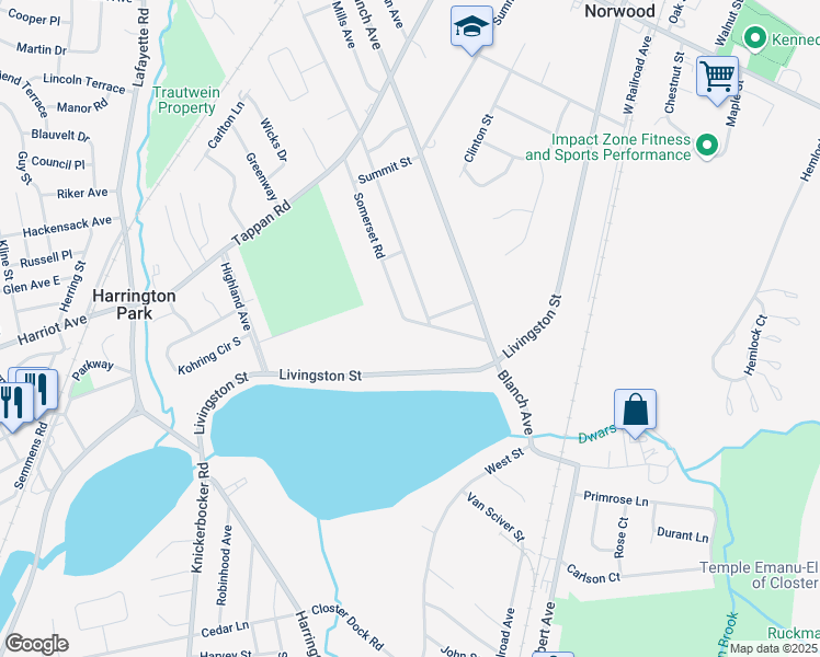 map of restaurants, bars, coffee shops, grocery stores, and more near 85 Somerset Road in Norwood