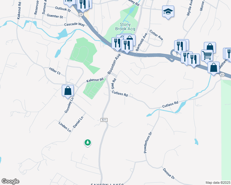 map of restaurants, bars, coffee shops, grocery stores, and more near 6 Siek Road in Kinnelon