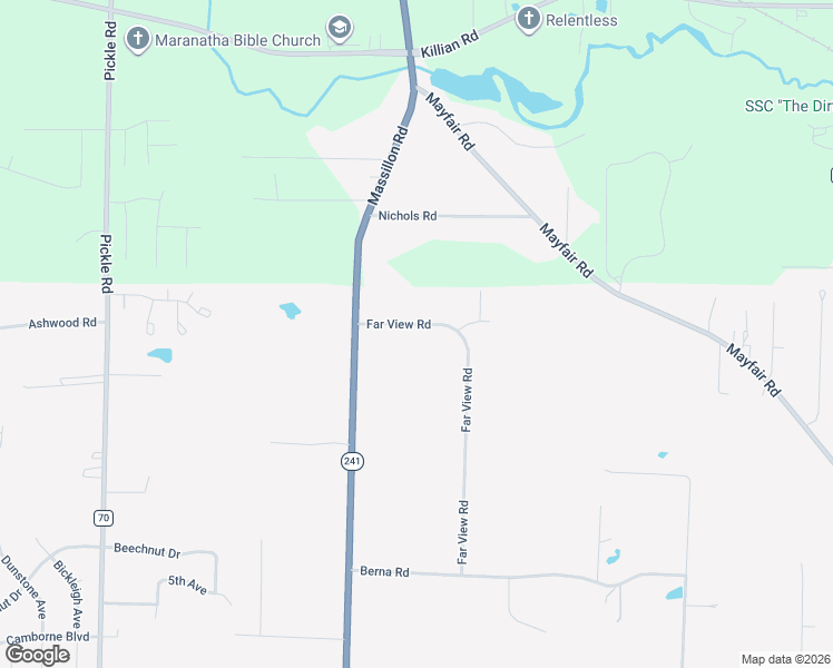 map of restaurants, bars, coffee shops, grocery stores, and more near 1690 Far View Road in Akron