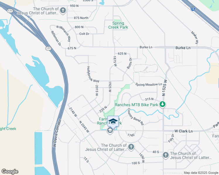 map of restaurants, bars, coffee shops, grocery stores, and more near 1924 West Silver Spur Way in Farmington