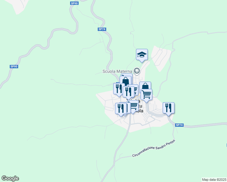 map of restaurants, bars, coffee shops, grocery stores, and more near 41 Via al Mare in Trinità d'Agultu e Vignola