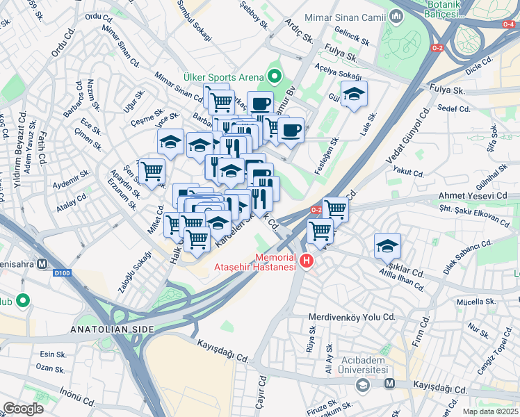 map of restaurants, bars, coffee shops, grocery stores, and more near Halk Caddesi in İstanbul