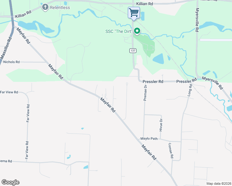 map of restaurants, bars, coffee shops, grocery stores, and more near 2824 Aldis Drive in Akron