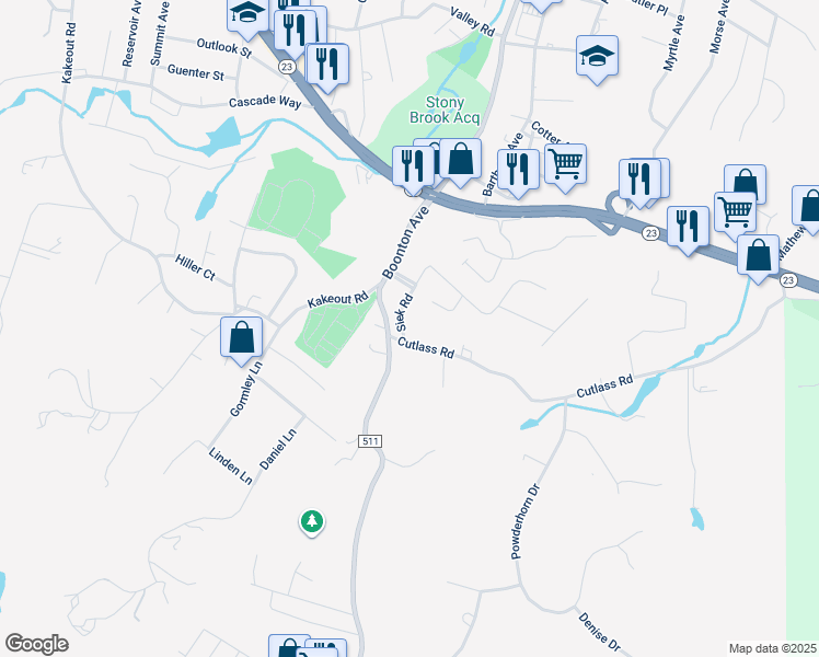 map of restaurants, bars, coffee shops, grocery stores, and more near 6 Siek Road in Kinnelon
