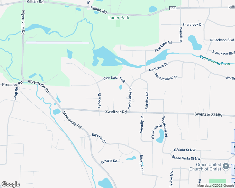 map of restaurants, bars, coffee shops, grocery stores, and more near 2448-2452 Twin Lakes Drive in Uniontown
