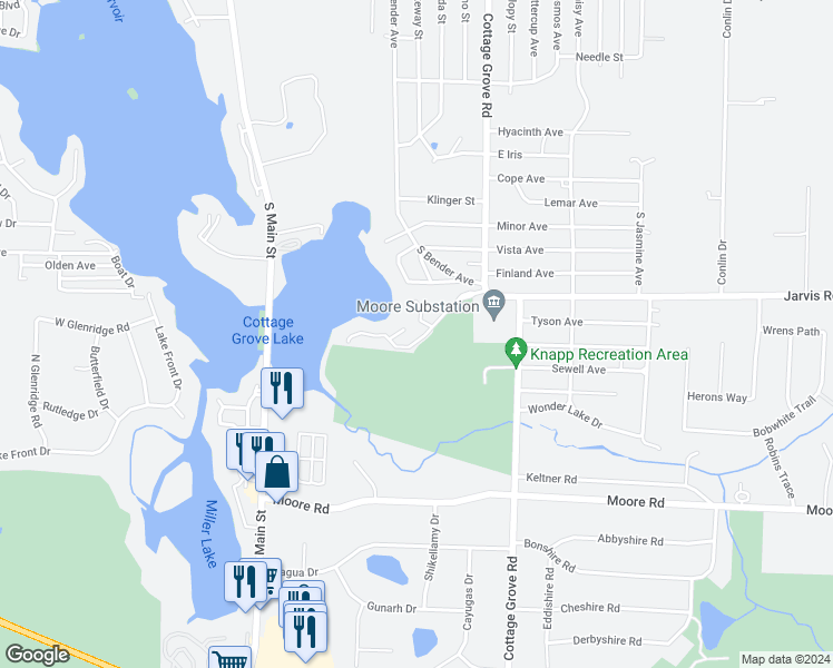 map of restaurants, bars, coffee shops, grocery stores, and more near 175 Bayview Terrace in Akron