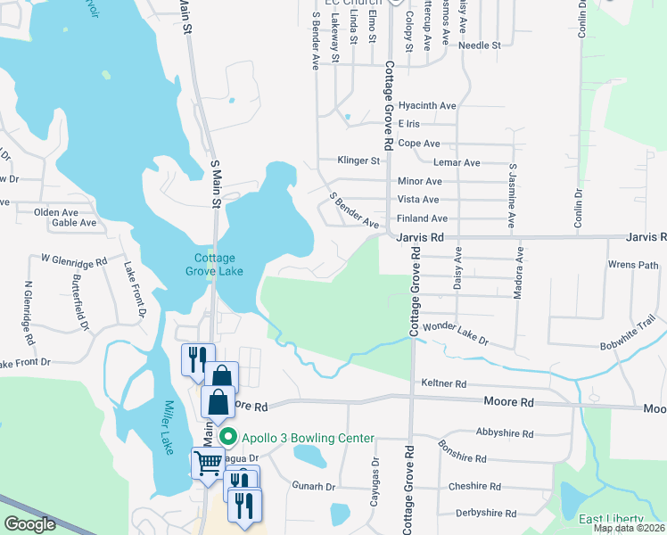 map of restaurants, bars, coffee shops, grocery stores, and more near 175 Bayview Terrace in Akron
