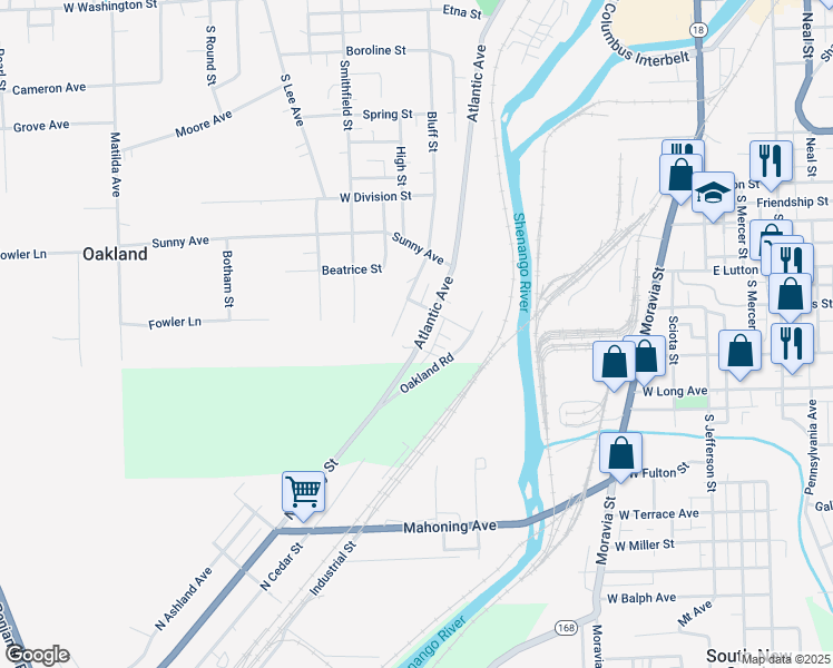 map of restaurants, bars, coffee shops, grocery stores, and more near 252 Elmwood Street in New Castle