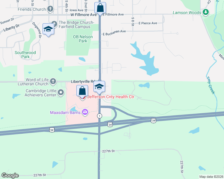 map of restaurants, bars, coffee shops, grocery stores, and more near South Junction Road in Fairfield