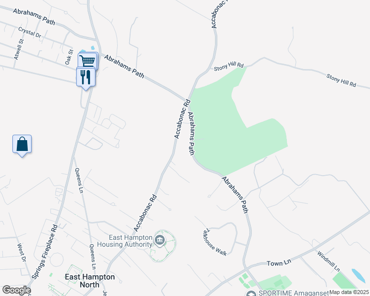 map of restaurants, bars, coffee shops, grocery stores, and more near 264 Abrahams Path in East Hampton