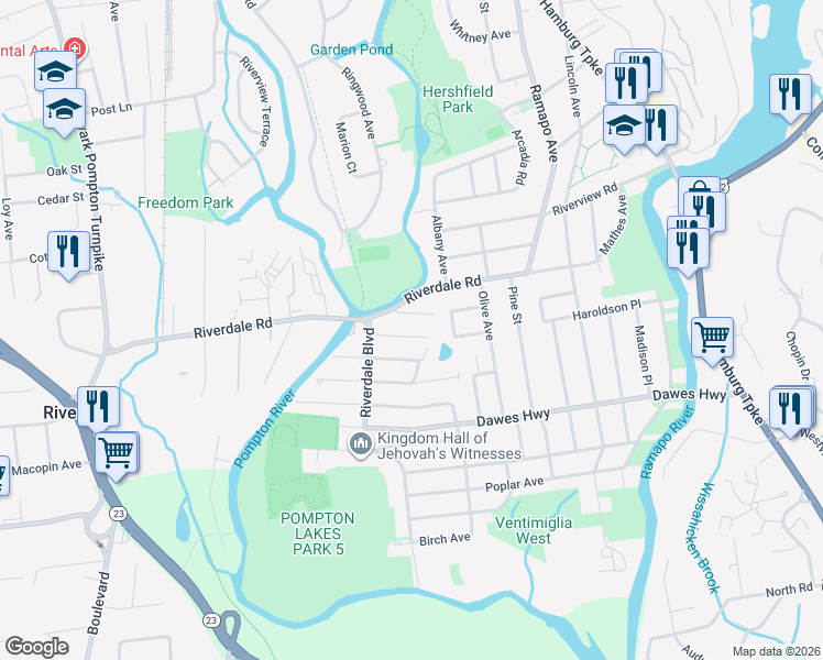 map of restaurants, bars, coffee shops, grocery stores, and more near 33 Chestnut Ave in Pompton Lakes