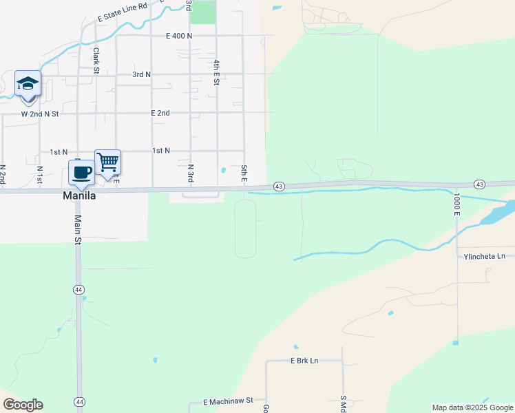 map of restaurants, bars, coffee shops, grocery stores, and more near 43 East Ridge Lane in Manila