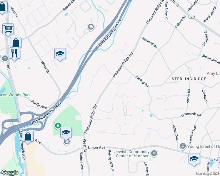 map of restaurants, bars, coffee shops, grocery stores, and more near 77 Pleasant Ridge Road in Harrison