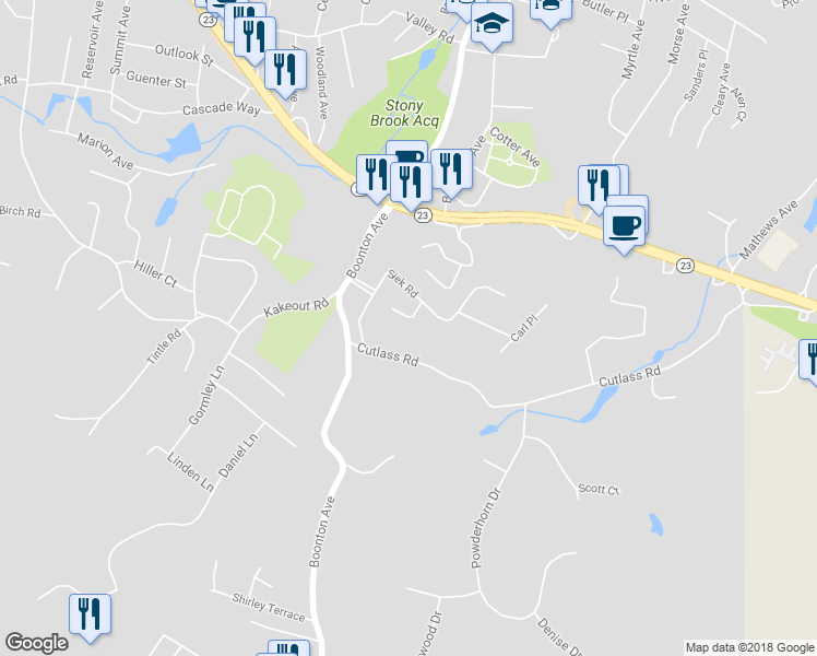map of restaurants, bars, coffee shops, grocery stores, and more near 11 Dean Road in Butler