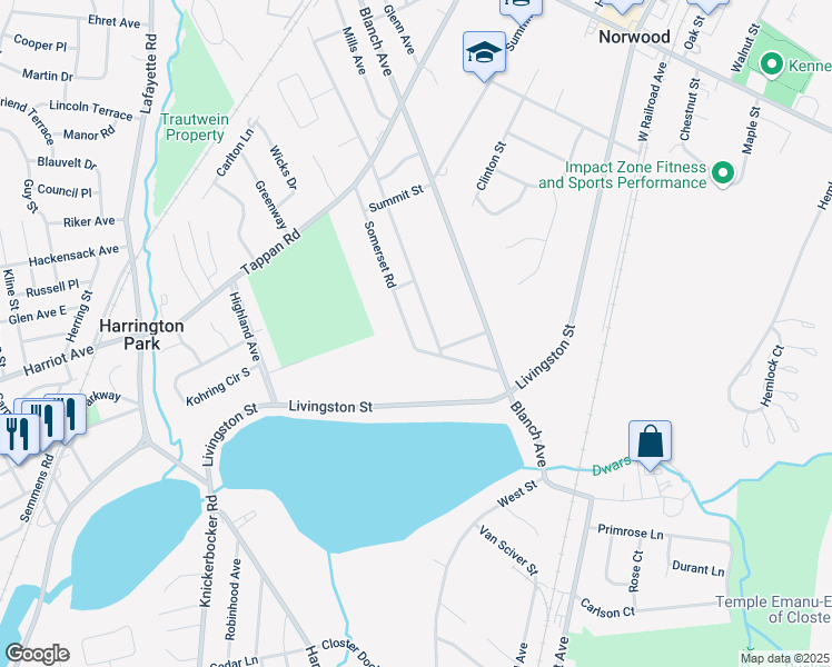map of restaurants, bars, coffee shops, grocery stores, and more near 85 Somerset Road in Norwood