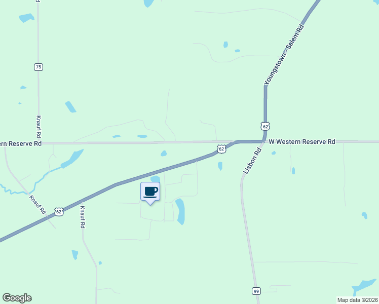 map of restaurants, bars, coffee shops, grocery stores, and more near 8099 West Western Reserve Road in Canfield