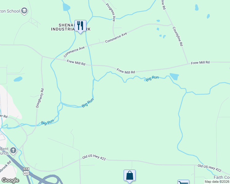 map of restaurants, bars, coffee shops, grocery stores, and more near 2112 Frew Mill Road in New Castle