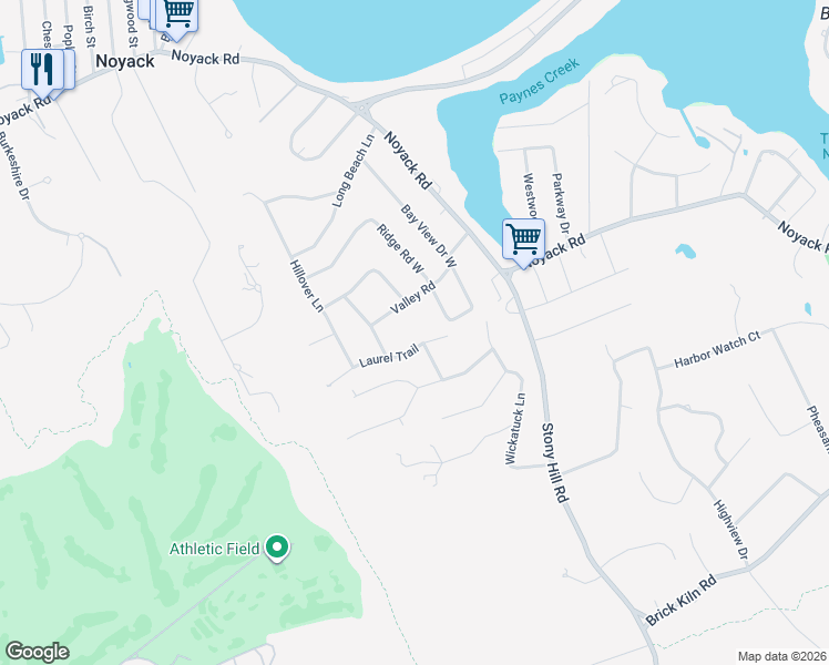 map of restaurants, bars, coffee shops, grocery stores, and more near 15 Laurel Trail in Sag Harbor