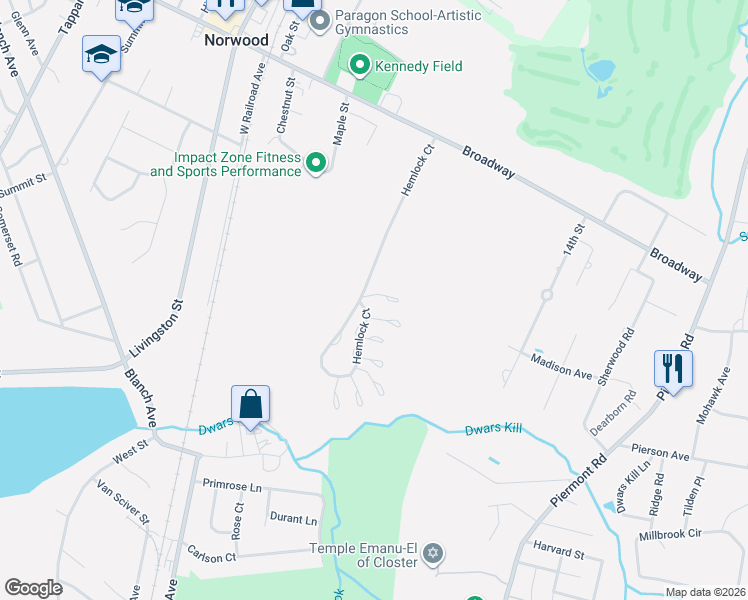 map of restaurants, bars, coffee shops, grocery stores, and more near 204 Beech Court in Norwood