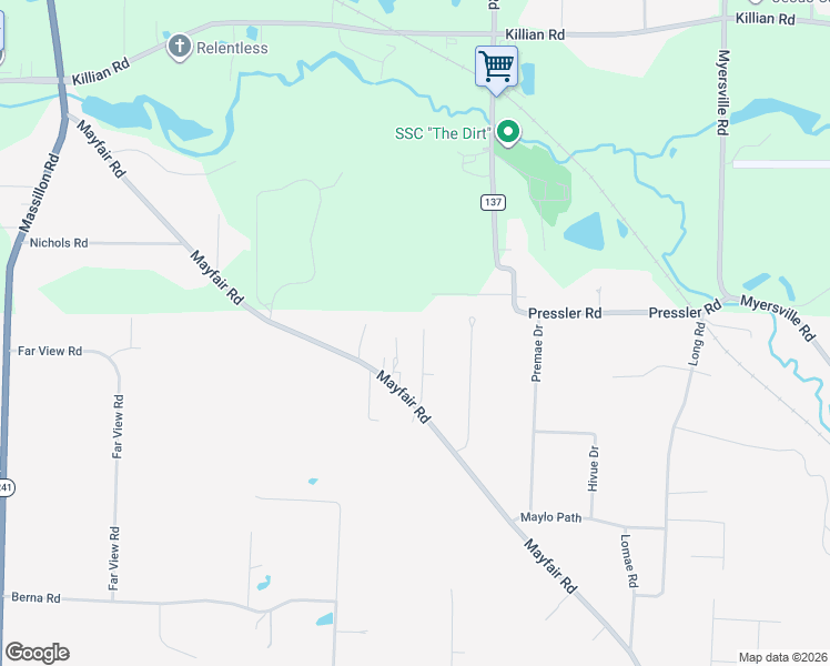 map of restaurants, bars, coffee shops, grocery stores, and more near 2820 Lynne Road in Akron