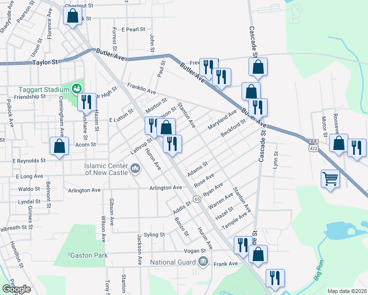 map of restaurants, bars, coffee shops, grocery stores, and more near 920 Maryland Avenue in New Castle