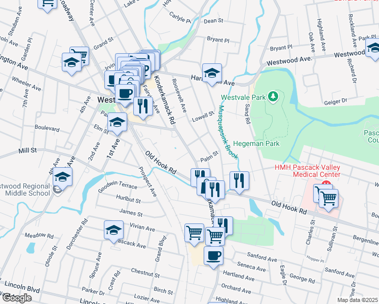 map of restaurants, bars, coffee shops, grocery stores, and more near 1 Sutton Place in Westwood