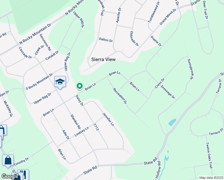 map of restaurants, bars, coffee shops, grocery stores, and more near 520 Recreation Drive in Effort