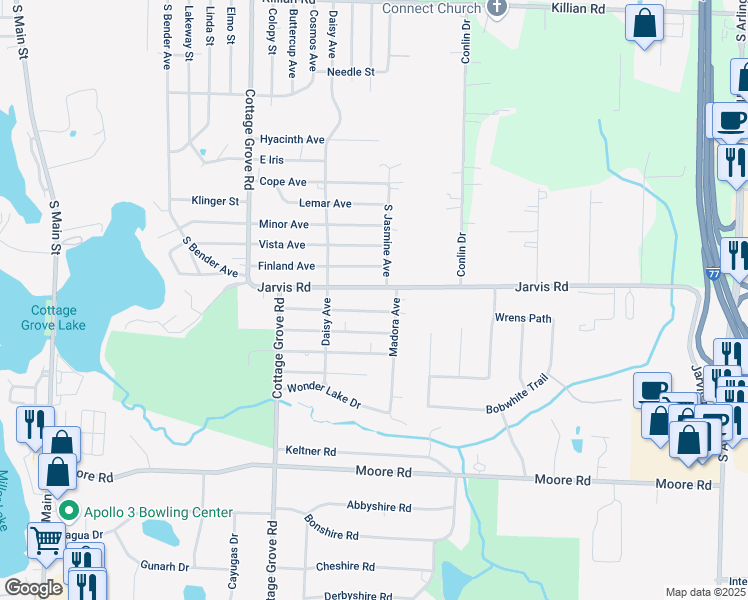 map of restaurants, bars, coffee shops, grocery stores, and more near 384 Tyson Avenue in Akron