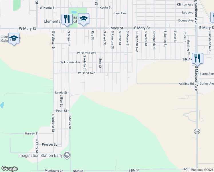 map of restaurants, bars, coffee shops, grocery stores, and more near 865 South Ransom Street in Ottumwa