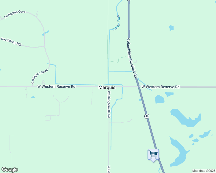 map of restaurants, bars, coffee shops, grocery stores, and more near 6087 West Western Reserve Road in Canfield