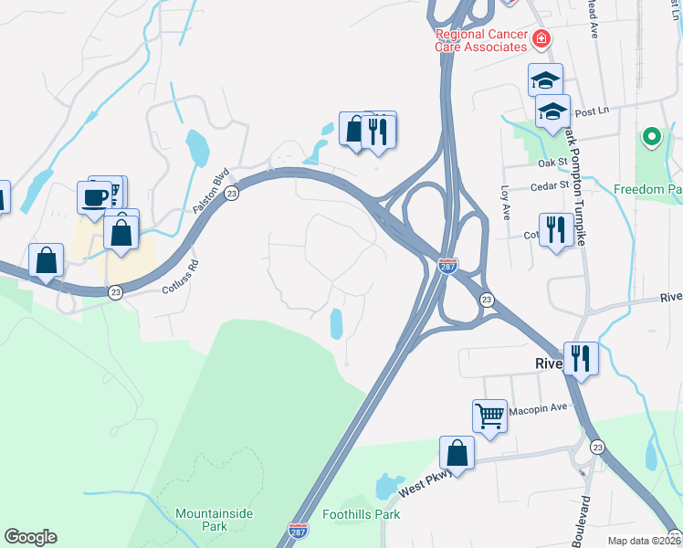 map of restaurants, bars, coffee shops, grocery stores, and more near 38 Hillside Avenue in Riverdale