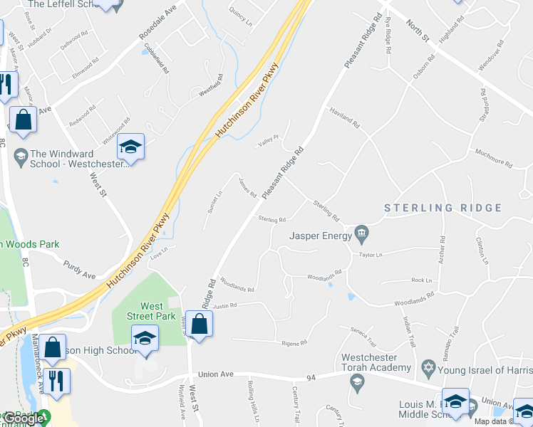 map of restaurants, bars, coffee shops, grocery stores, and more near 67 Pleasant Ridge Road in Harrison