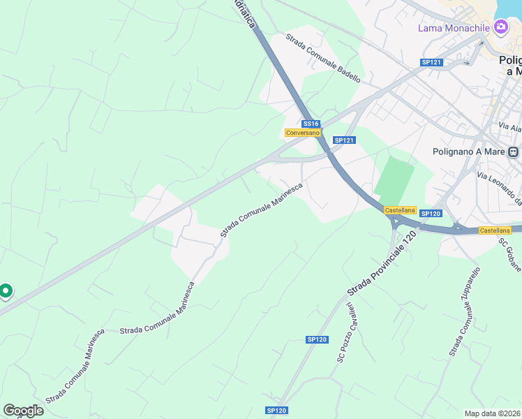 map of restaurants, bars, coffee shops, grocery stores, and more near 561 Strada Comunale Marinesca in Polignano a Mare