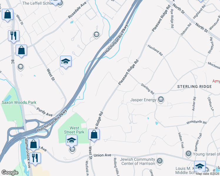 map of restaurants, bars, coffee shops, grocery stores, and more near 5 Sunset Lane in Harrison